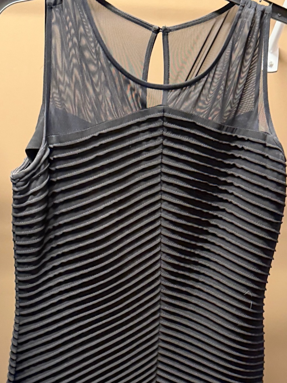 Calvin Klein Sleeveless Black Textured Mesh Dress